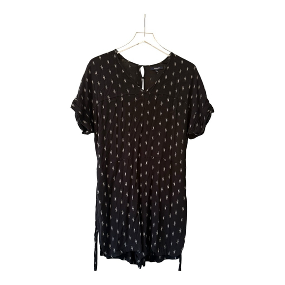 Women's Madewell Perimeter Romper Black/White Diamond Stitch Print Size S - Picture 3 of 12